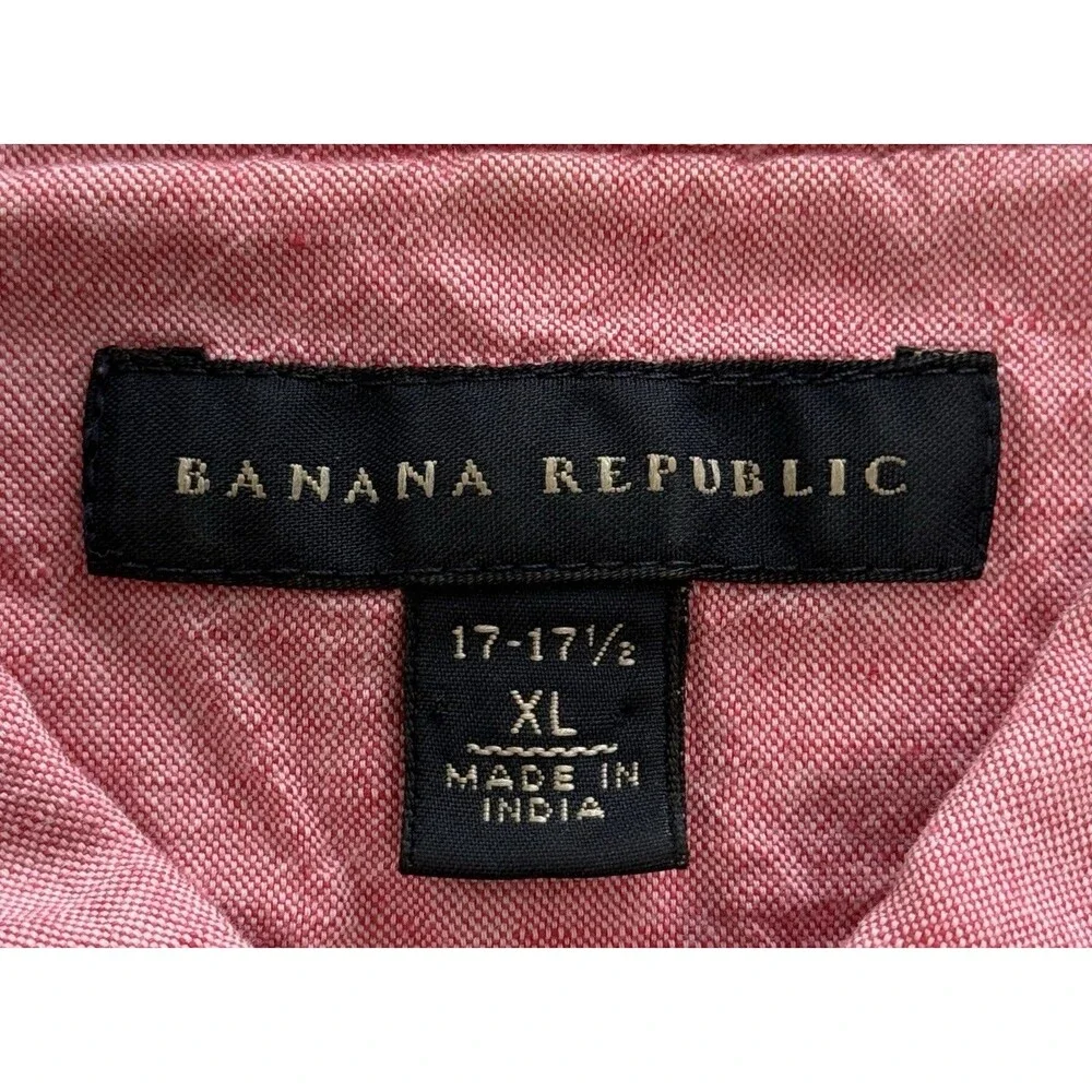 Banana Republic Men's Red Heathered Linen Blend Long Sleeve Button Down Shirt XL